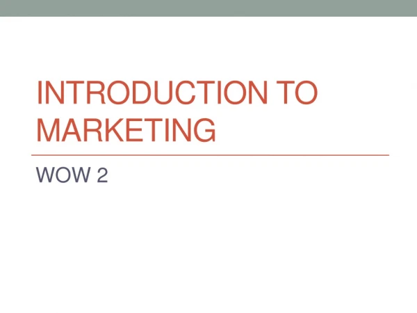 Introduction to Marketing