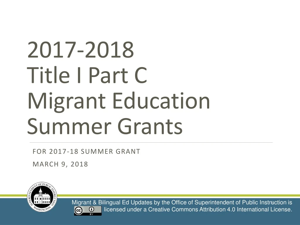 2017 2018 title i part c migrant education summer grants
