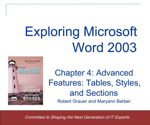 Exploring Word 2003 - Grauer and Barber