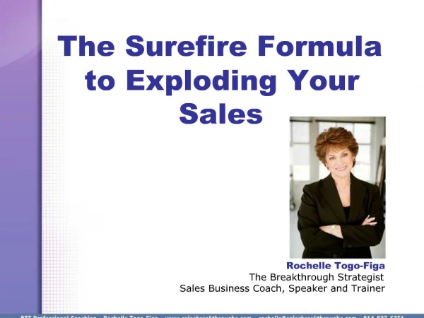 Rochelle Togo-Figa The Breakthrough Strategist Sales Business Coach, Speaker and Trainer