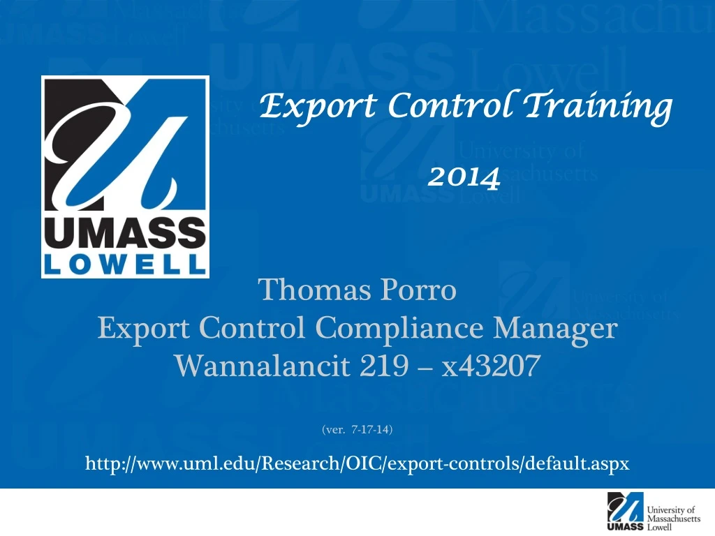 export control training 2014 thomas porro export