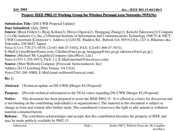 project ieee p802 15 working group for wireless