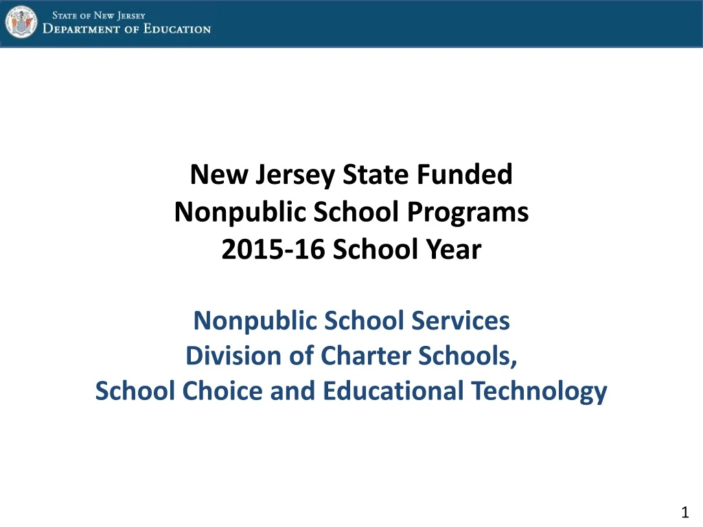 new jersey state funded nonpublic school programs 2015 16 school year