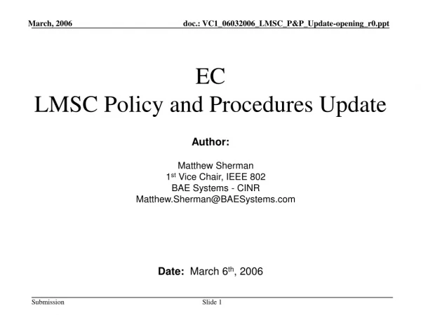 EC LMSC Policy and Procedures Update
