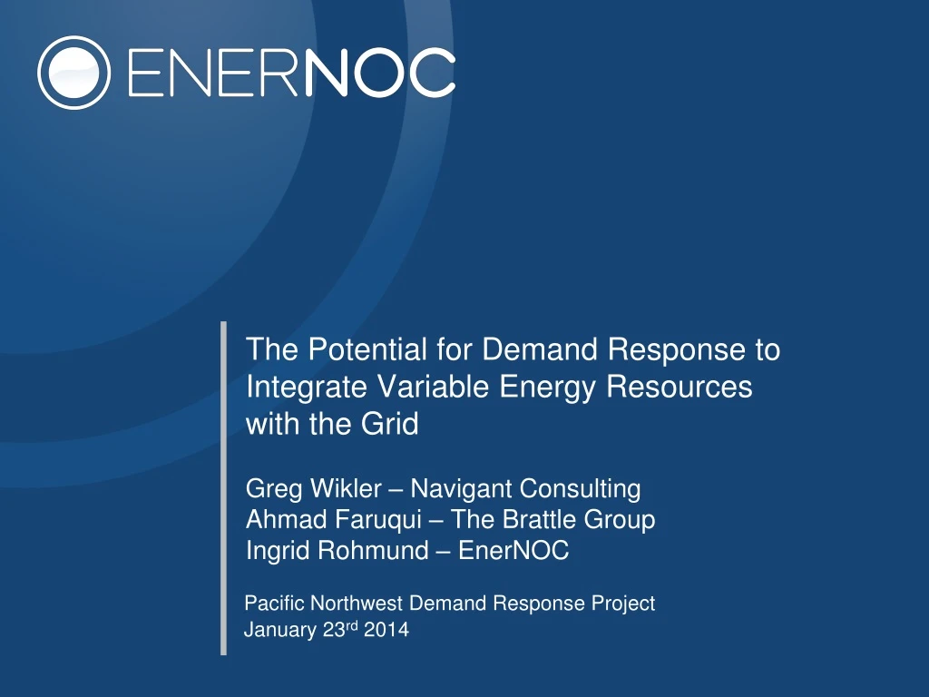 the potential for demand response to integrate variable energy resources with the grid