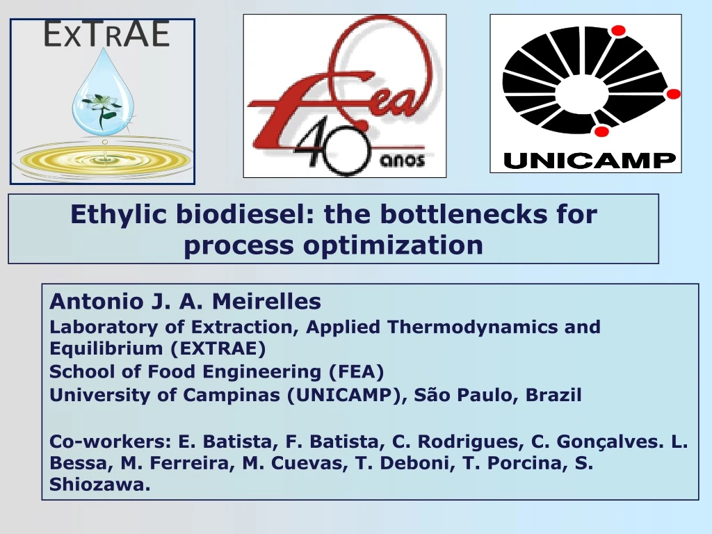 ethylic biodiesel the bottlenecks for process
