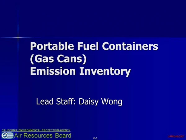 Portable Fuel Containers Gas Cans Emission Inventory