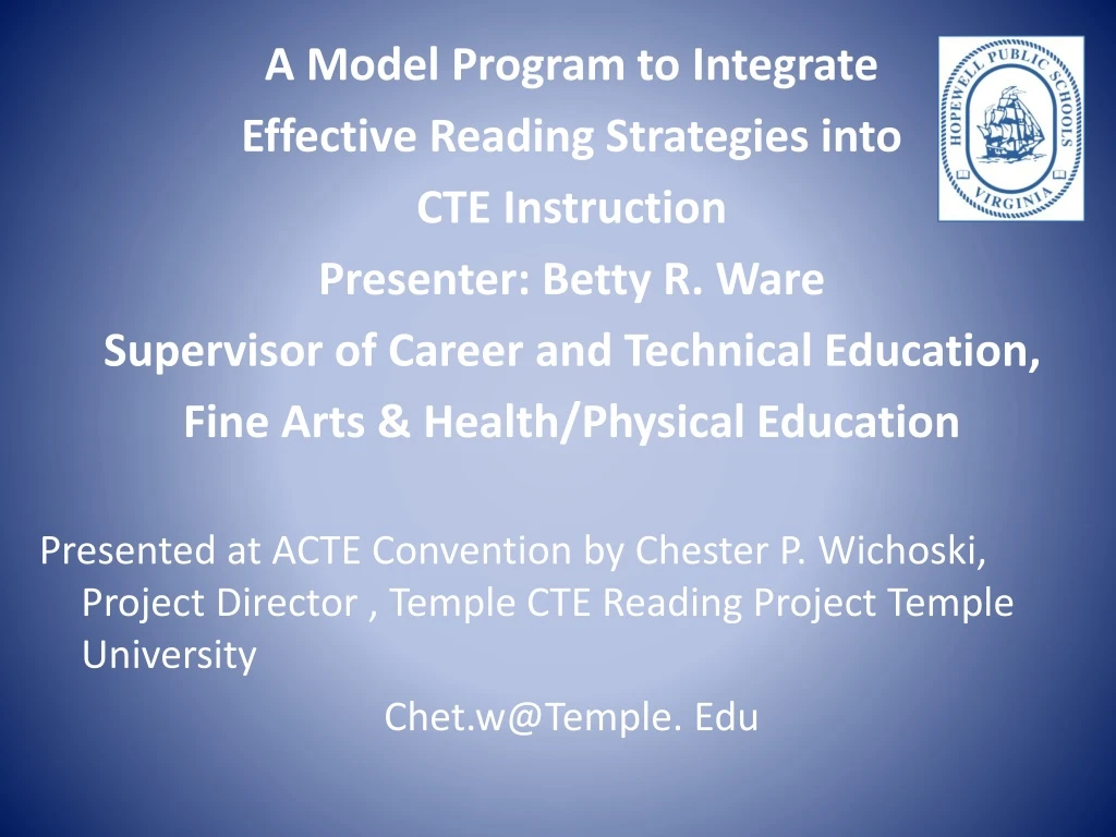 a model program to integrate effective reading