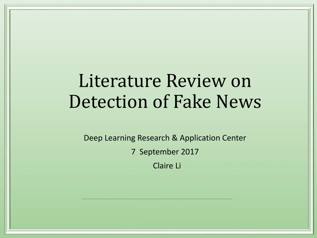 literature review on detection of fake news