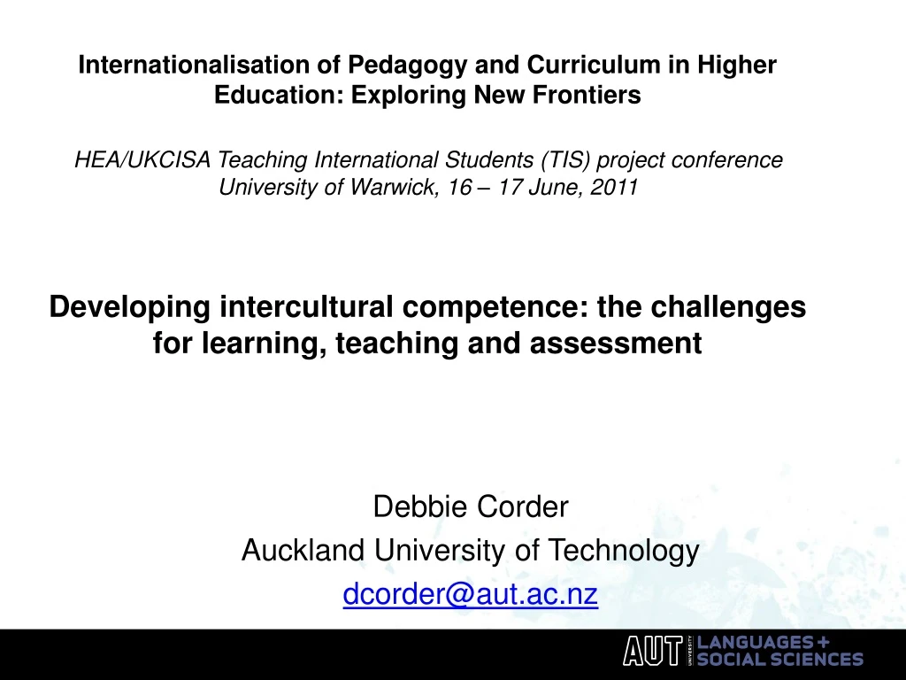 debbie corder auckland university of technology dcorder@aut ac nz