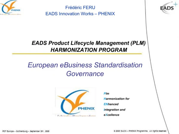 EADS Product Lifecycle Management PLM HARMONIZATION PROGRAM