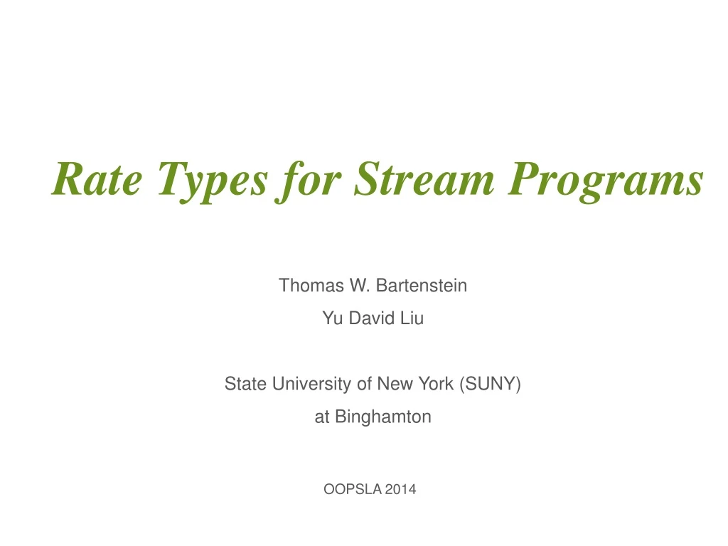 rate types for stream programs