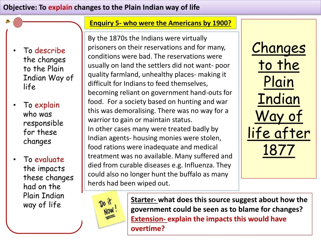changes to the plain indian way of life after 1877
