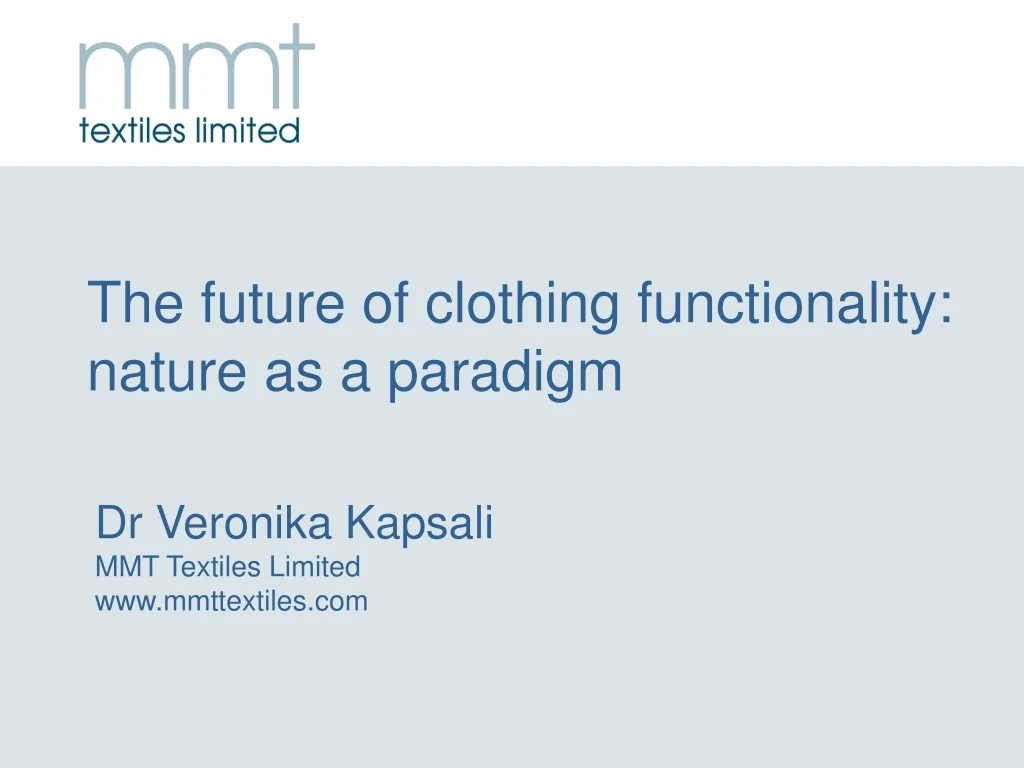 the future of clothing functionality nature as a paradigm