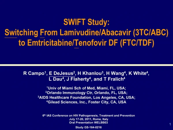 SWIFT Study: Switching From Lamivudine
