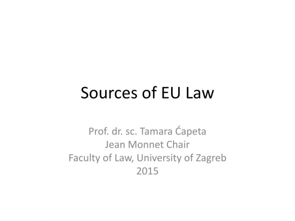 Sources of EU Law