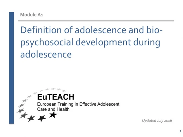 Definition of adolescence and bio-psychosocial development during adolescence