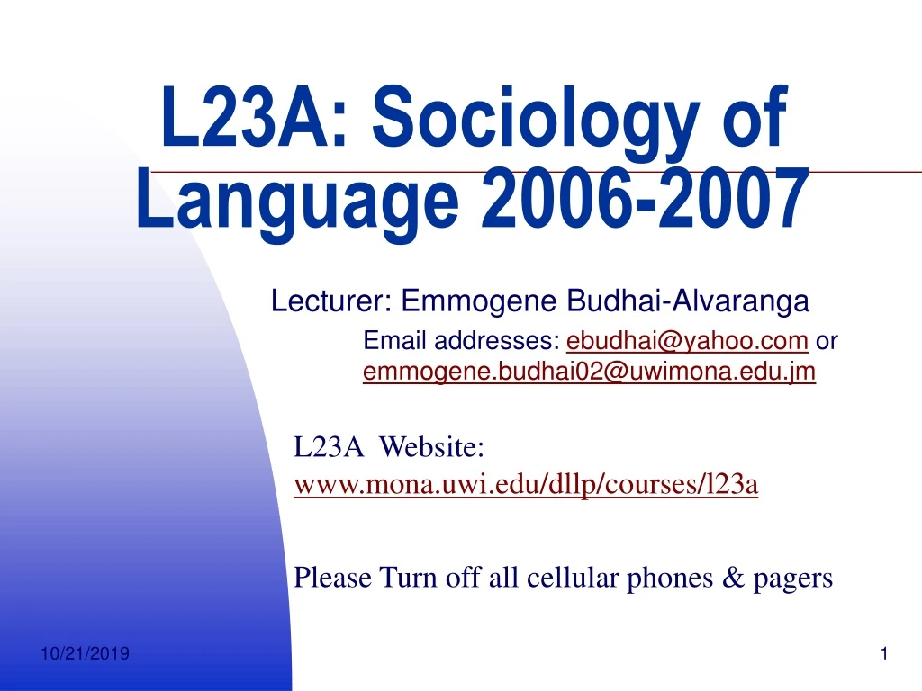 l23a sociology of language 2006 2007