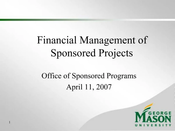 Financial Management of Sponsored Projects