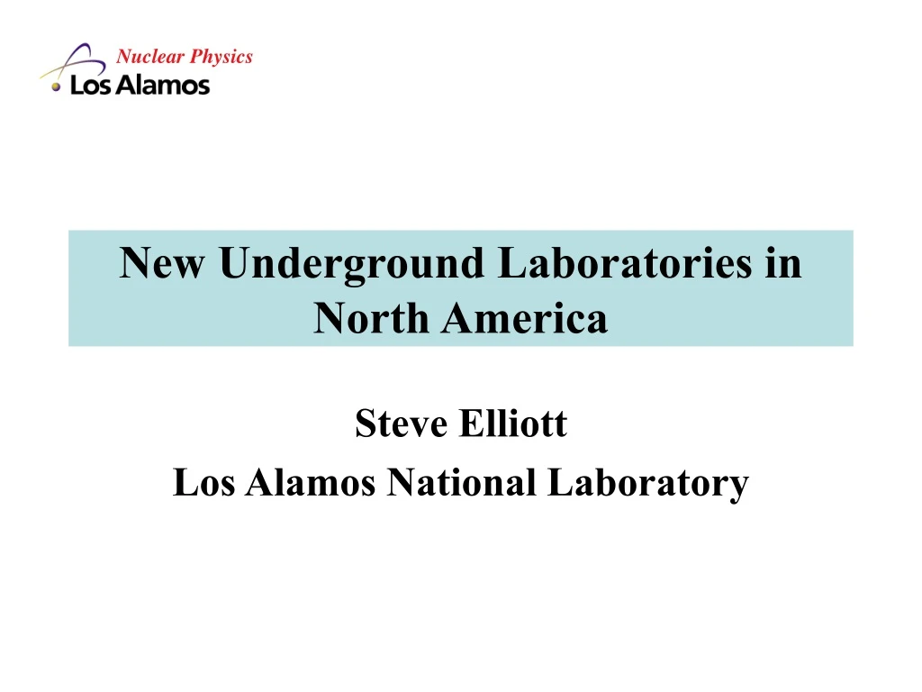 new underground laboratories in north america