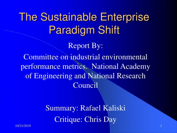 The Sustainable Enterprise Paradigm Shift
