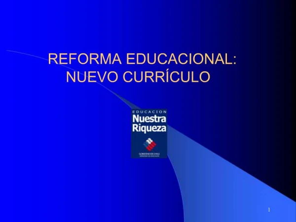 REFORMA EDUCACIONAL: NUEVO CURR CULO