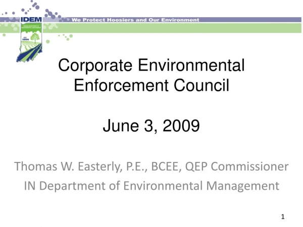 Corporate Environmental Enforcement Council June 3, 2009