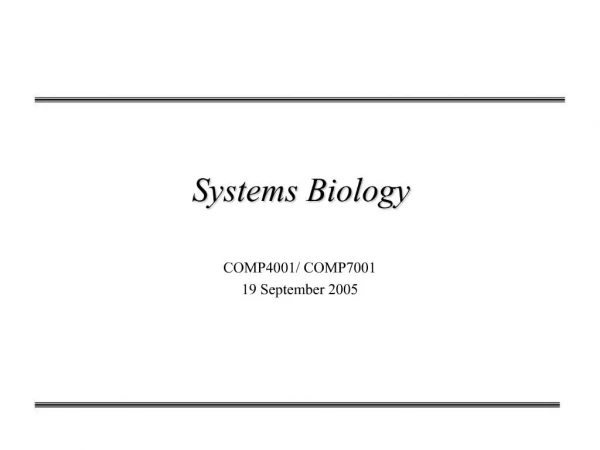 Systems Biology