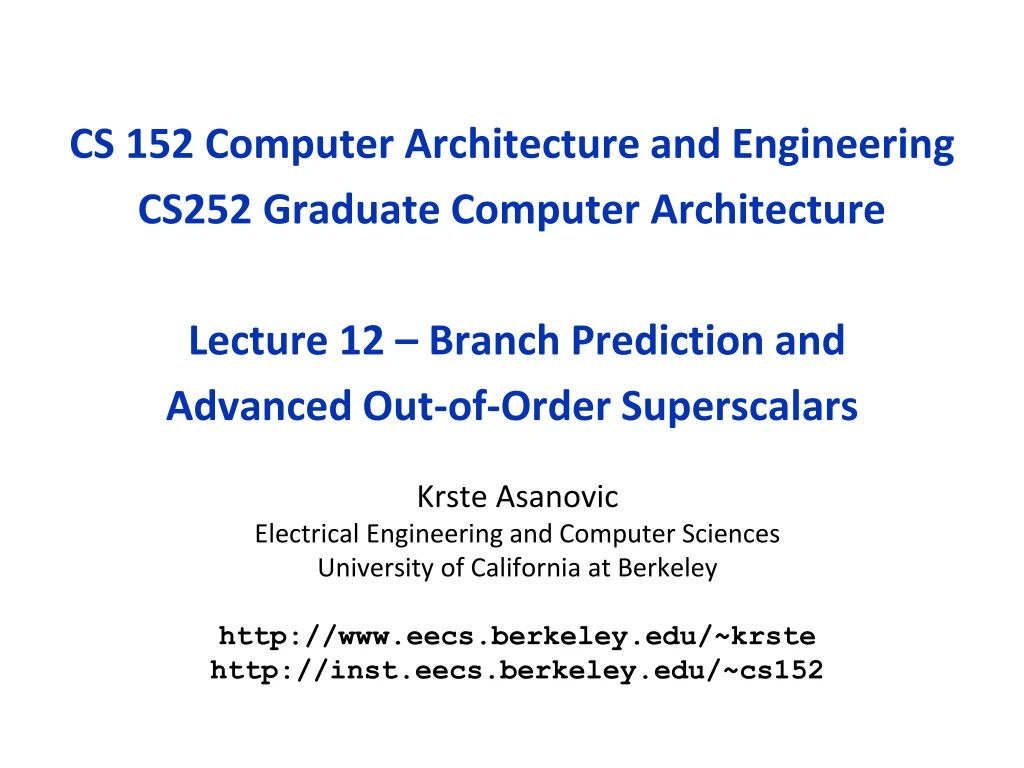 cs 152 computer architecture and engineering