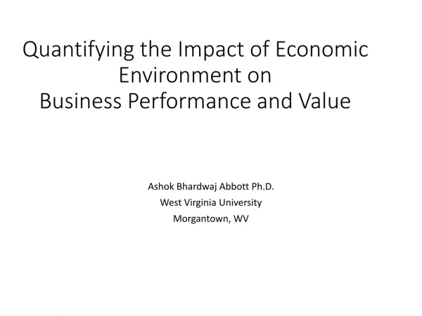 Quantifying the Impact of Economic Environment on Business Performance and Value