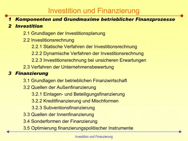 Investition und Finanzierung