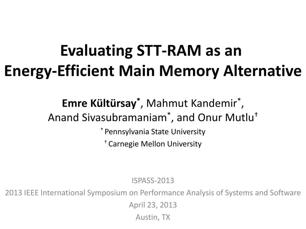 evaluating stt ram as an energy efficient main memory alternative