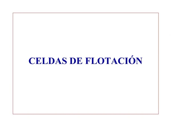 CELDAS DE FLOTACI N