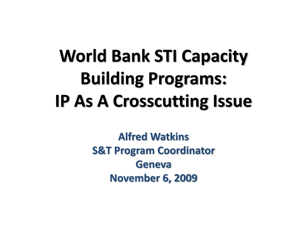 world bank sti capacity building programs ip as a crosscutting issue