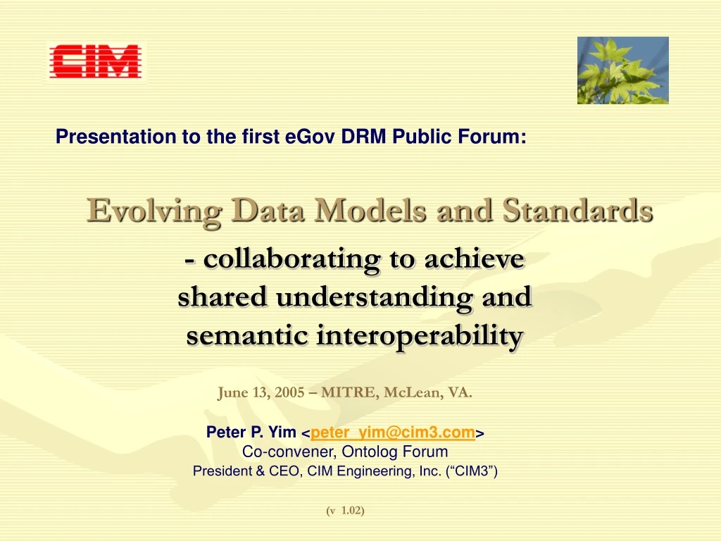 evolving data models and standards