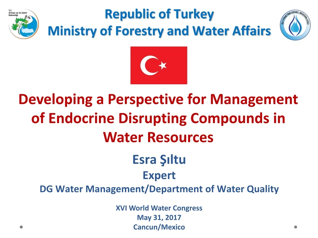 developing a perspective for management of endocrine disrupting compounds in water resources