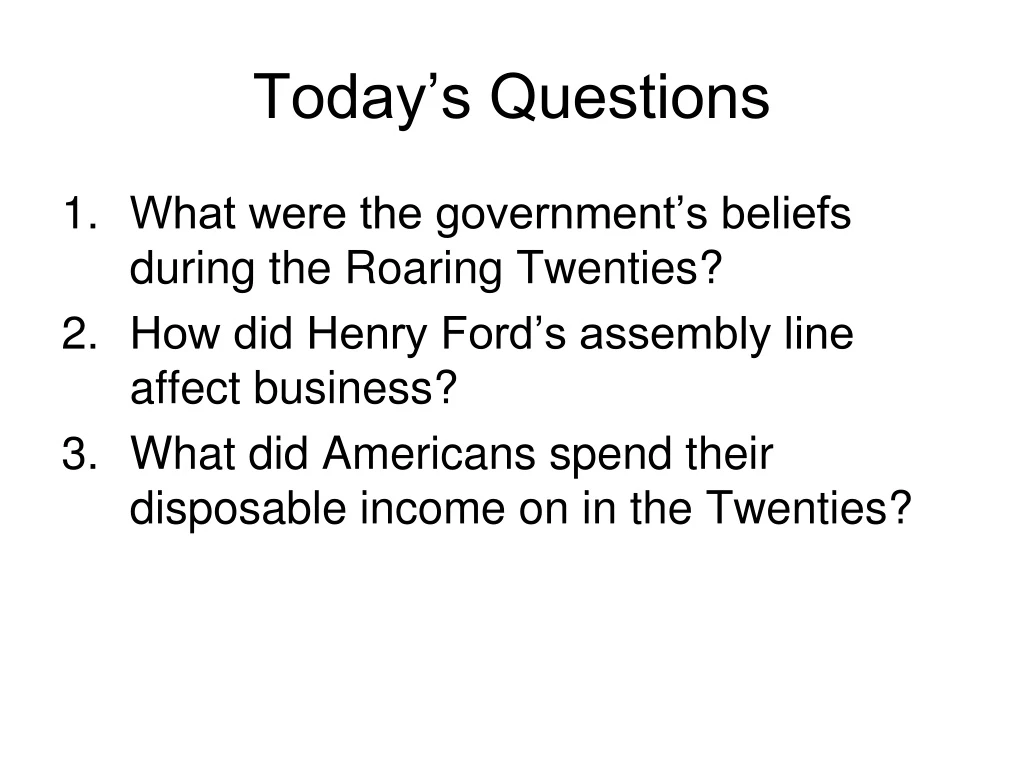today s questions