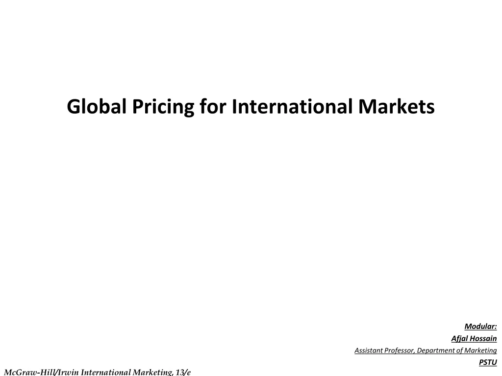 global pricing for international markets