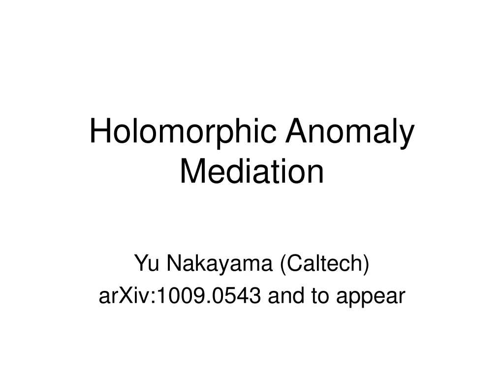 holomorphic anomaly mediation