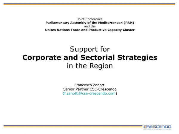 Support for Corporate and Sectorial Strategies in the Region