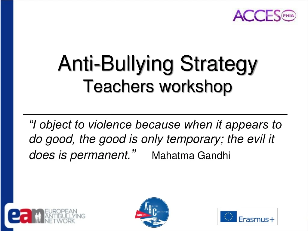 anti bullying strategy teachers workshop