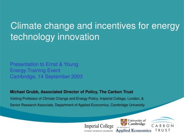 Climate change and incentives for energy technology innovation