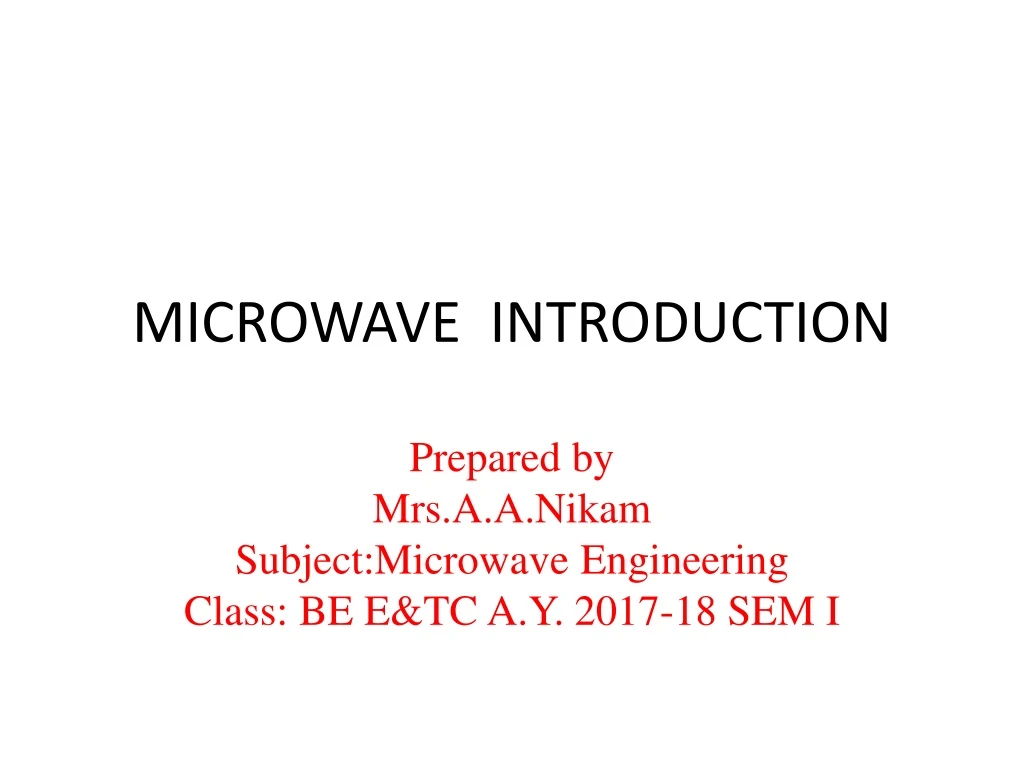 microwave introduction