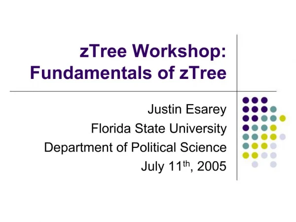 ZTree Workshop: Fundamentals of zTree