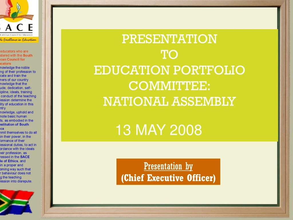 presentation to education portfolio committee