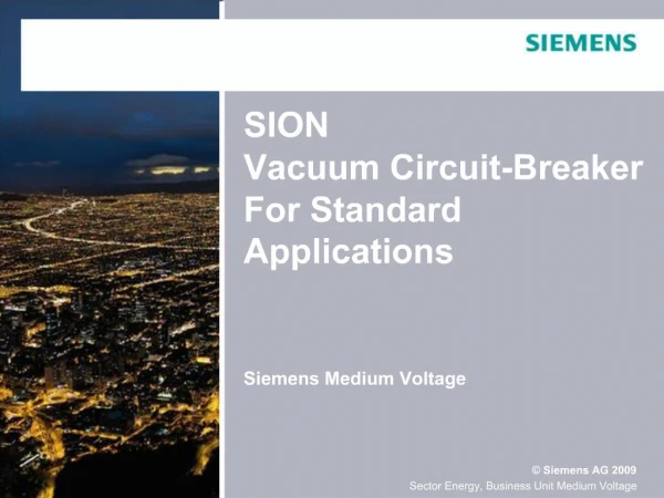 SION Vacuum Circuit-Breaker For Standard Applications
