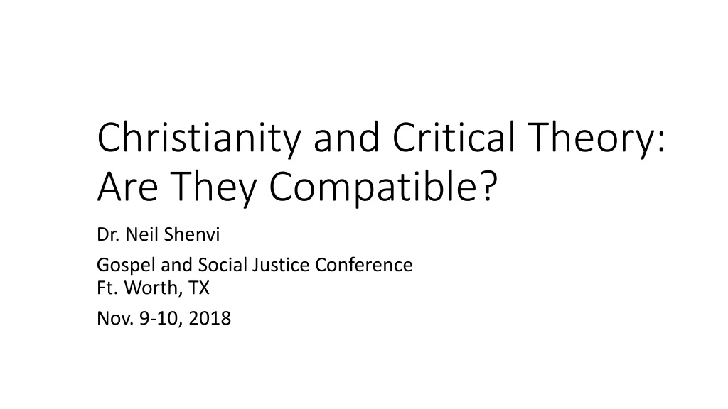 christianity and critical theory are they compatible