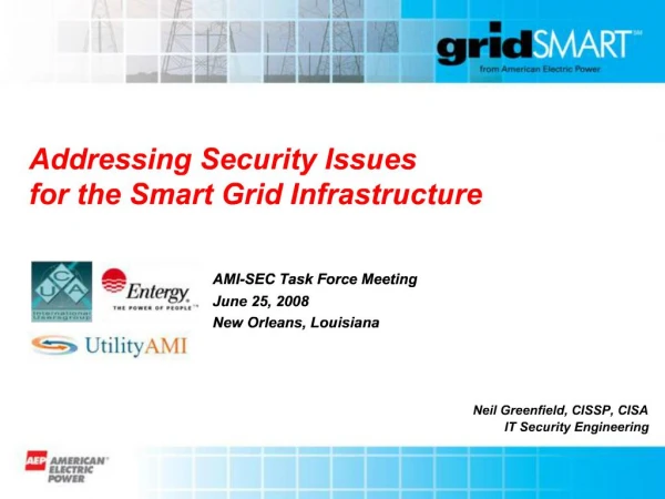 Addressing Security Issues for the Smart Grid Infrastructure