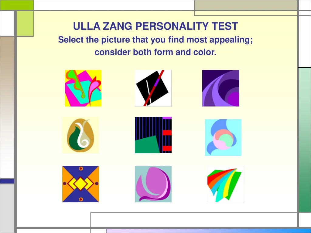 ulla zang personality test select the picture