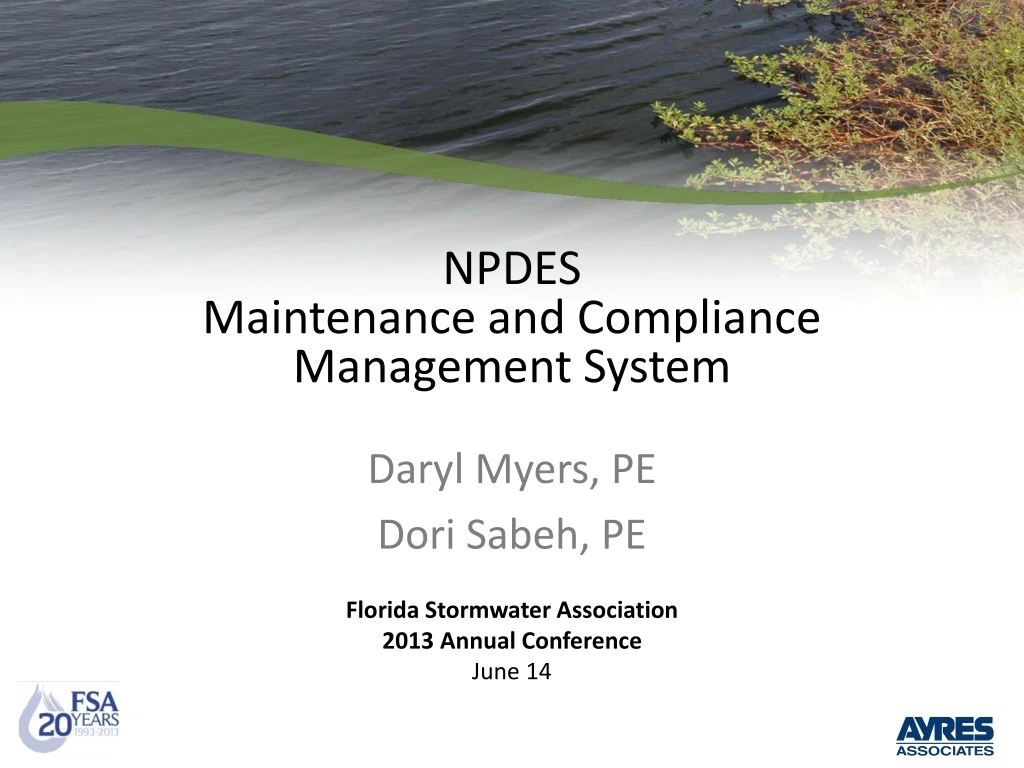 npdes maintenance and compliance management system
